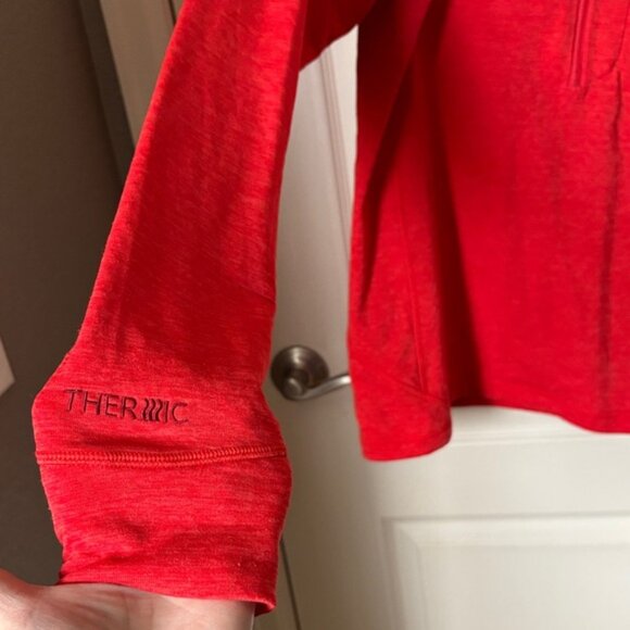 Red Quarter-Zip Women's Top - Picture 6 of 8